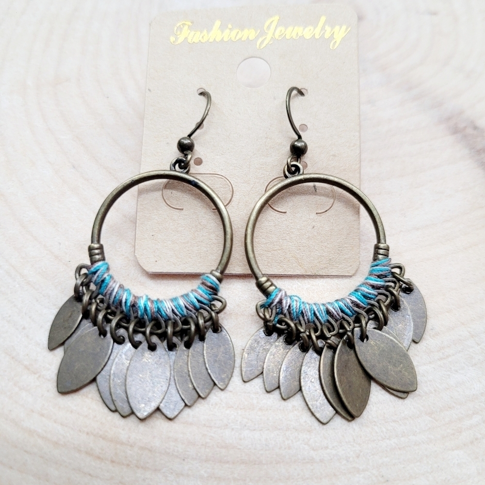 Brand New Bohemian Turquoise Blue Copper Earrings